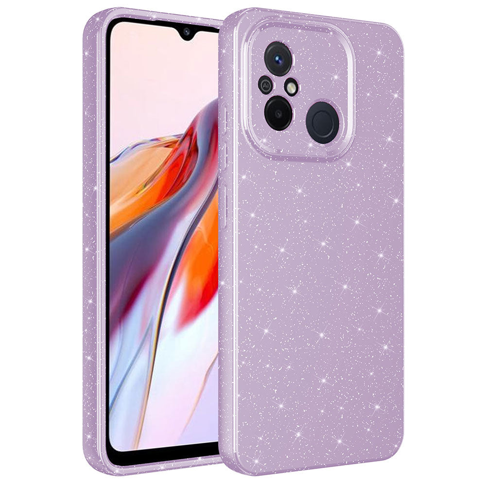 Xiaomi Redmi 12C Kılıf Kamera Korumalı Simli Lüks Zore Koton Kapak Lila