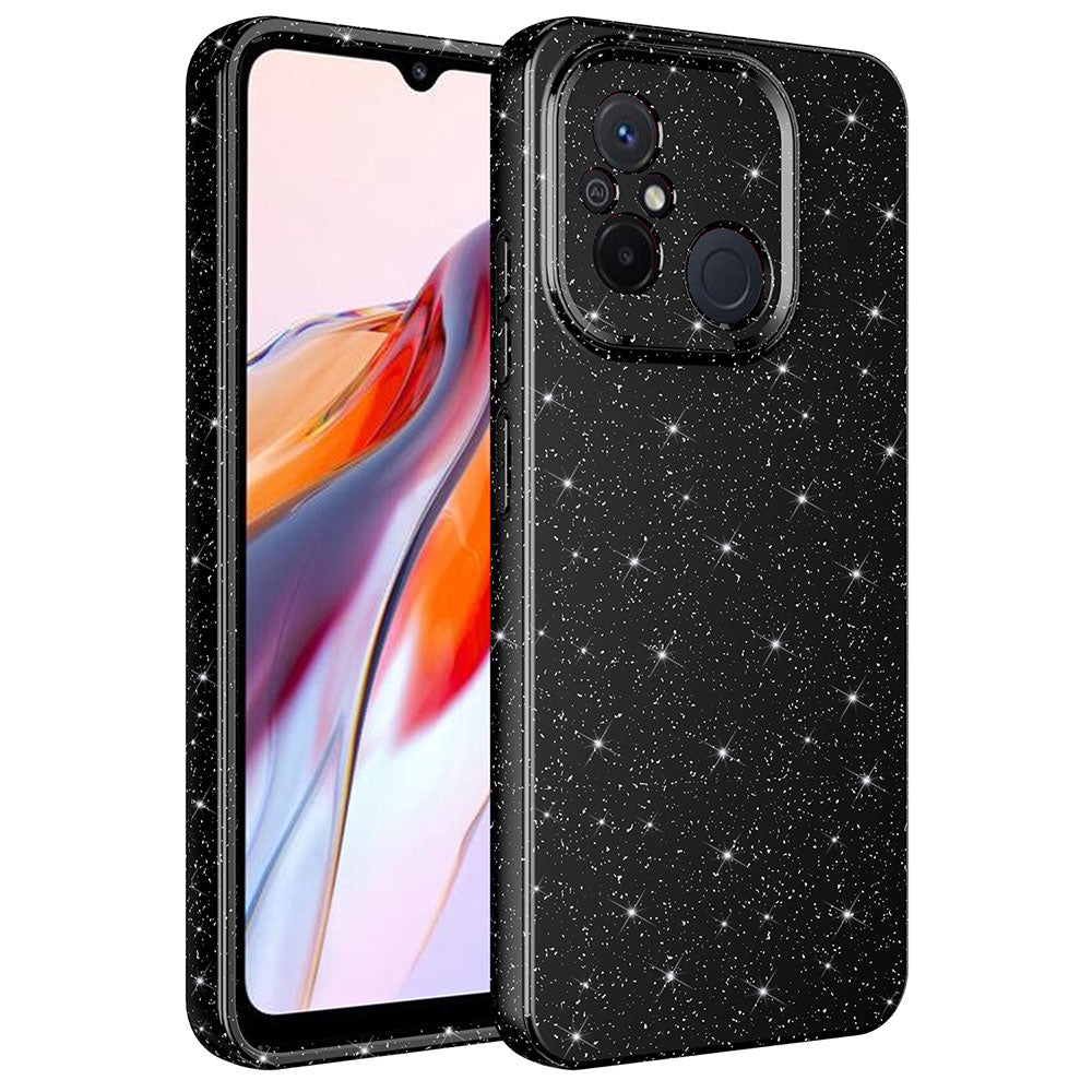 Xiaomi Redmi 12C Kılıf Kamera Korumalı Simli Lüks Zore Koton Kapak Siyah