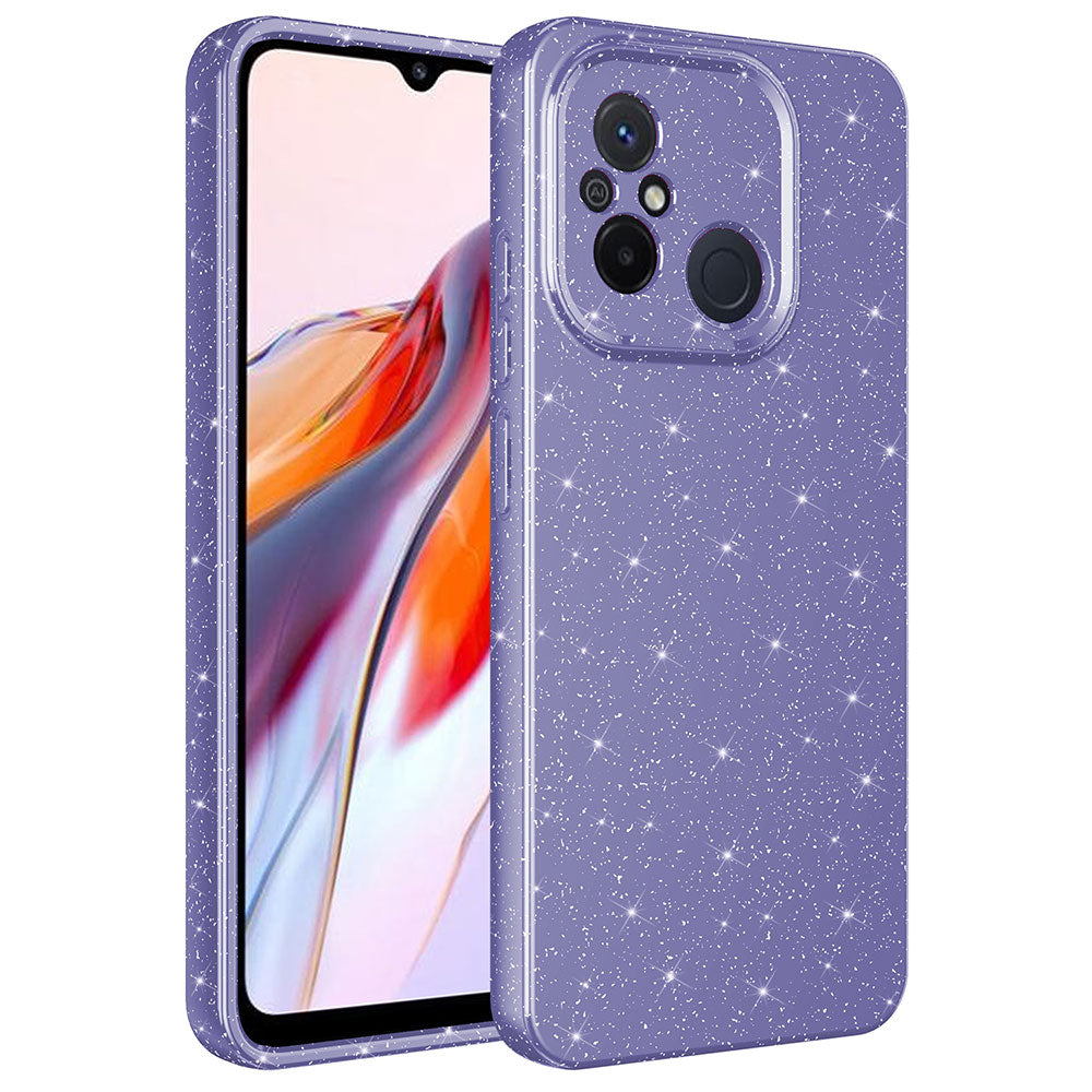 Xiaomi Redmi 12C Kılıf Kamera Korumalı Simli Lüks Zore Koton Kapak Mor