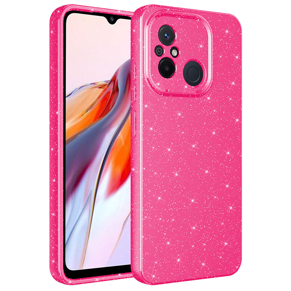 Xiaomi Redmi 12C Kılıf Kamera Korumalı Simli Lüks Zore Koton Kapak Pembe Koyu