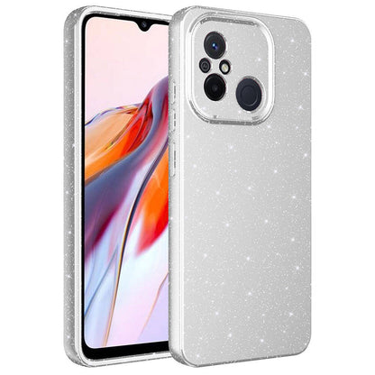 Xiaomi Redmi 12C Kılıf Kamera Korumalı Simli Lüks Zore Koton Kapak Gümüş