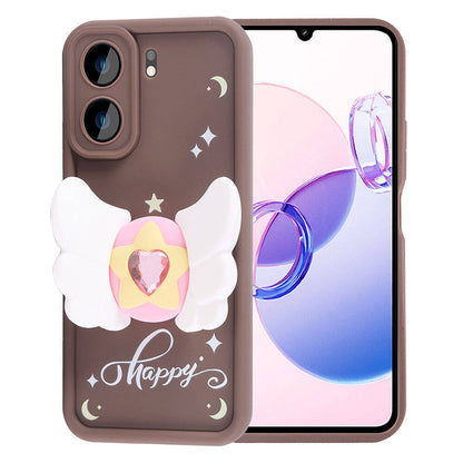 Xiaomi Redmi 13C Kılıf Kamera Korumalı Figür Tasarımlı Zore Kapya Kapak Pembe Açık