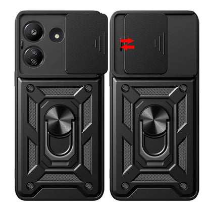 Xiaomi Redmi 13C Kılıf Magnetik Standlı Kamera Korumalı Zore Sürgülü Vega Kapak Siyah