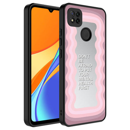 Xiaomi Redmi 9C Kılıf Aynalı Desenli Kamera Korumalı Parlak Zore Mirror Kapak Süper Anne