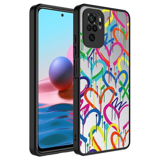 Xiaomi Redmi Note 10 Kılıf Aynalı Desenli Kamera Korumalı Parlak Zore Mirror Kapak Kalp