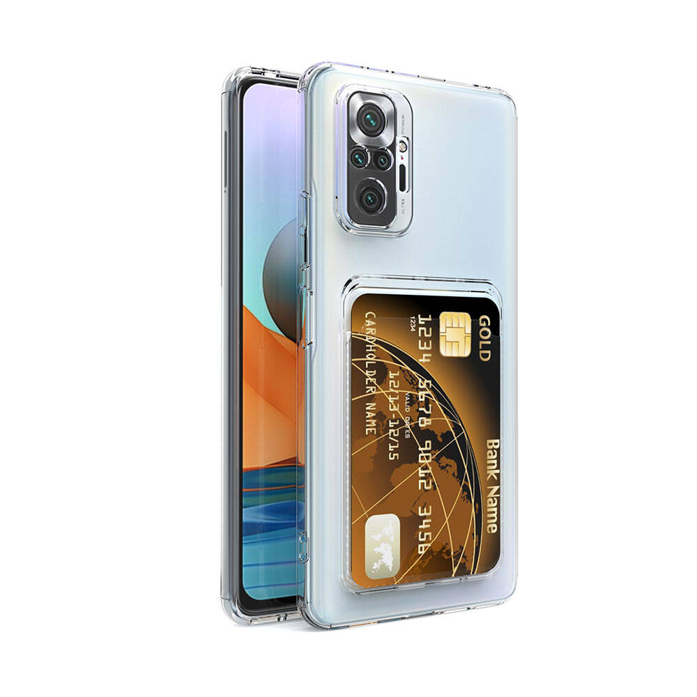 Xiaomi Redmi Note 10 Pro Kılıf Kartlıklı Şeffaf Zore Setra Clear Silikon Kapak Renksiz