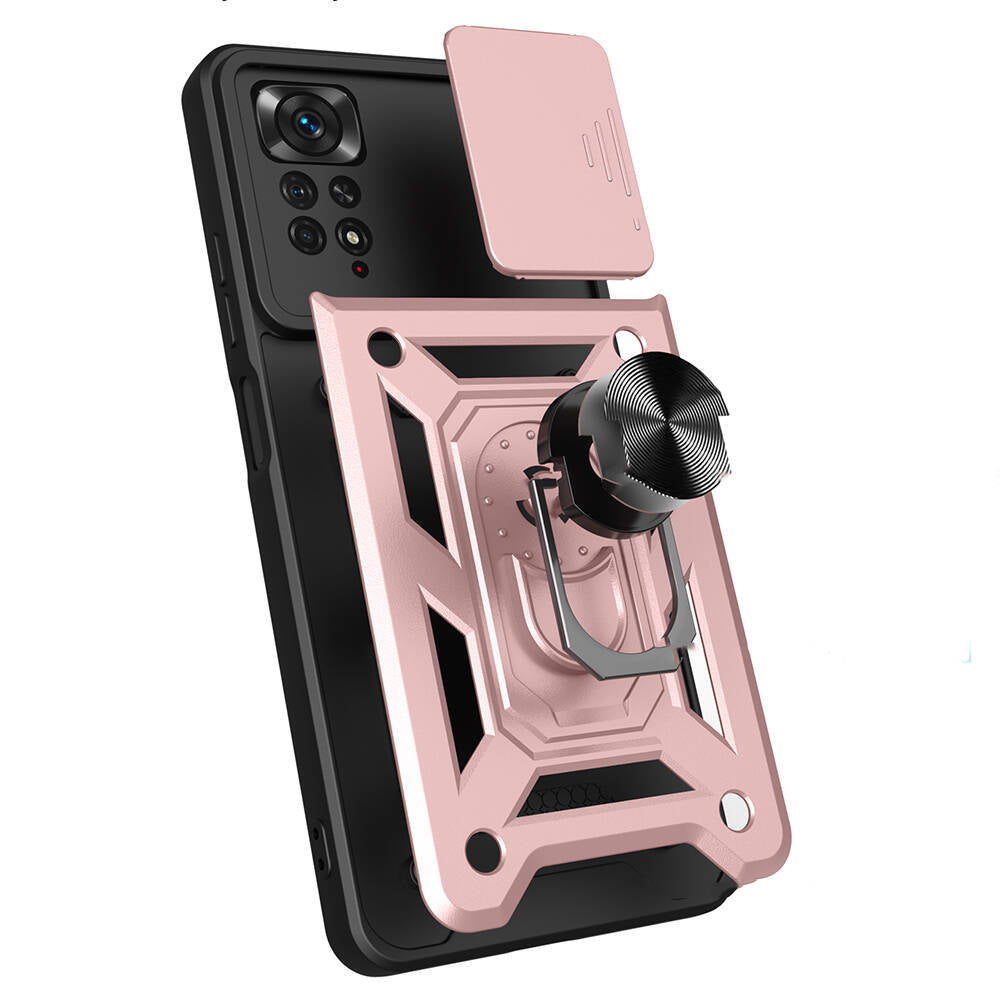 Xiaomi Redmi Note 11 Pro 4G Kılıf Magnetik Standlı Kamera Korumalı Zore Sürgülü Vega Kapak Siyah