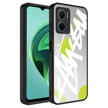Xiaomi Redmi Note 11E Kılıf Aynalı Desenli Kamera Korumalı Parlak Zore Mirror Kapak Yazı