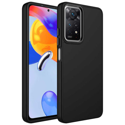 Xiaomi Redmi Note 11S Global Kılıf Metal Çerçeve ve Buton Tasarımlı Silikon Zore Luna Kapak