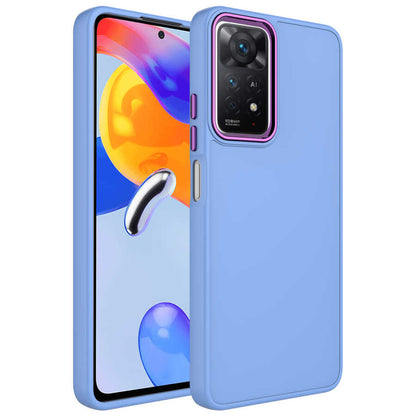 Xiaomi Redmi Note 11S Global Kılıf Metal Çerçeve ve Buton Tasarımlı Silikon Zore Luna Kapak