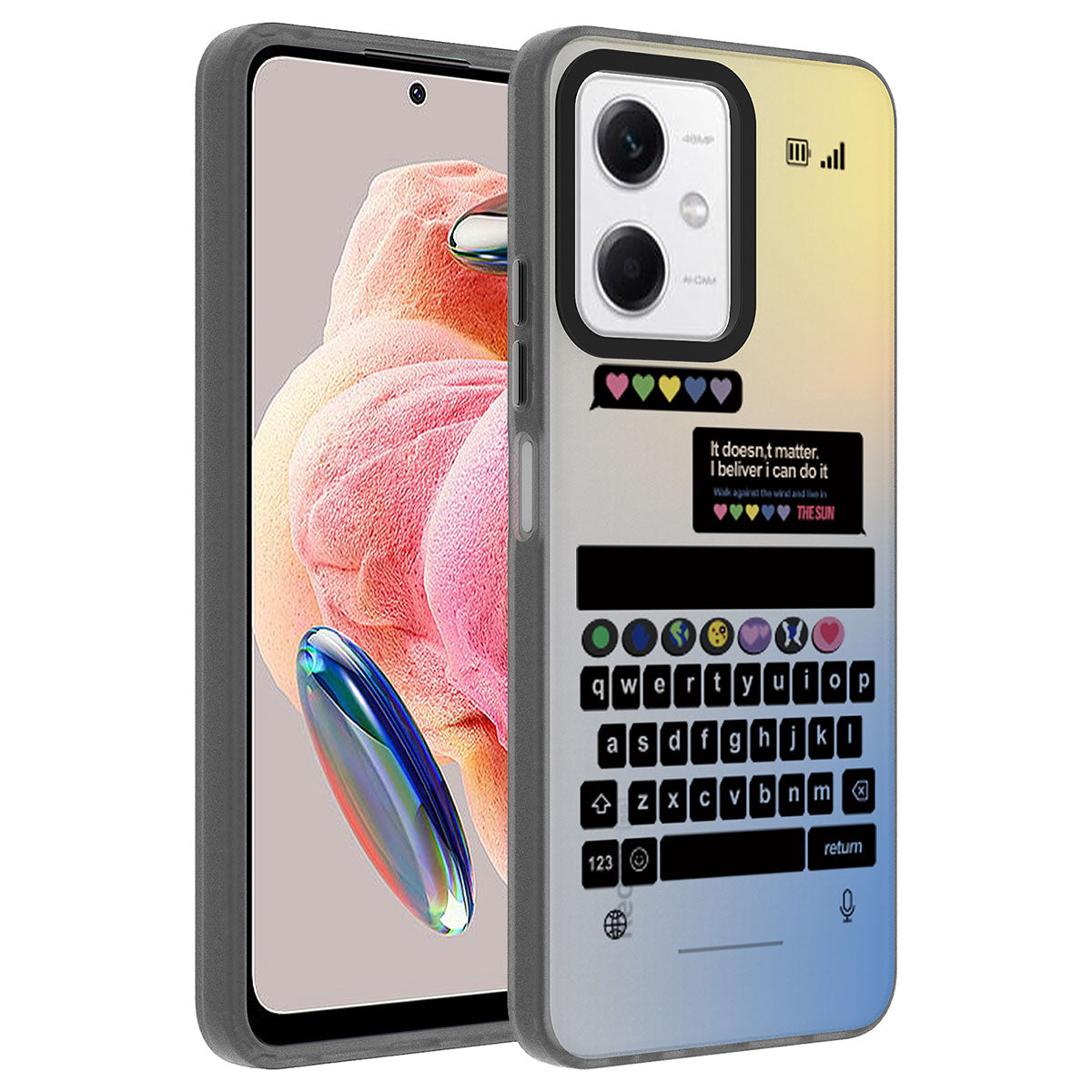 Xiaomi Redmi Note 12 4G Kılıf Desenli Zore Dragon Sert Kapak Klavye