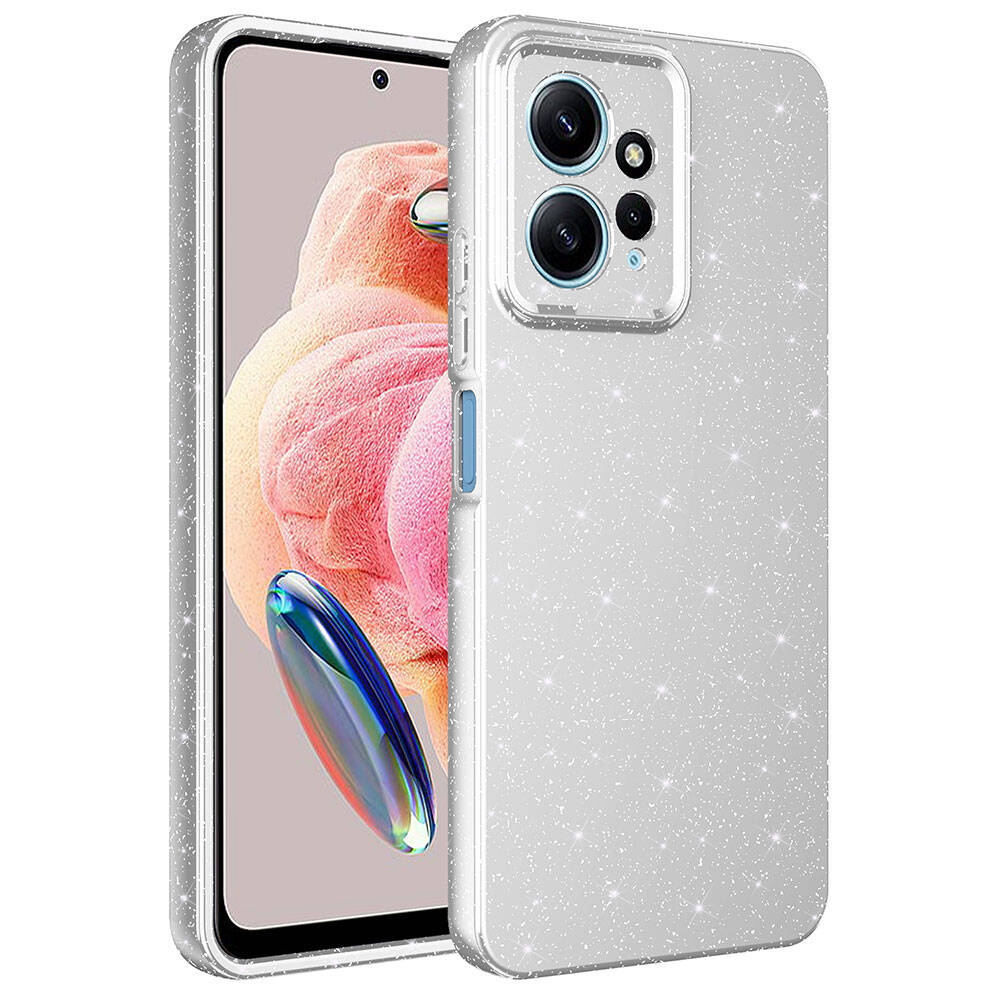 Xiaomi Redmi Note 12 4G Kılıf Kamera Korumalı Simli Lüks Zore Koton Kapak Gümüş