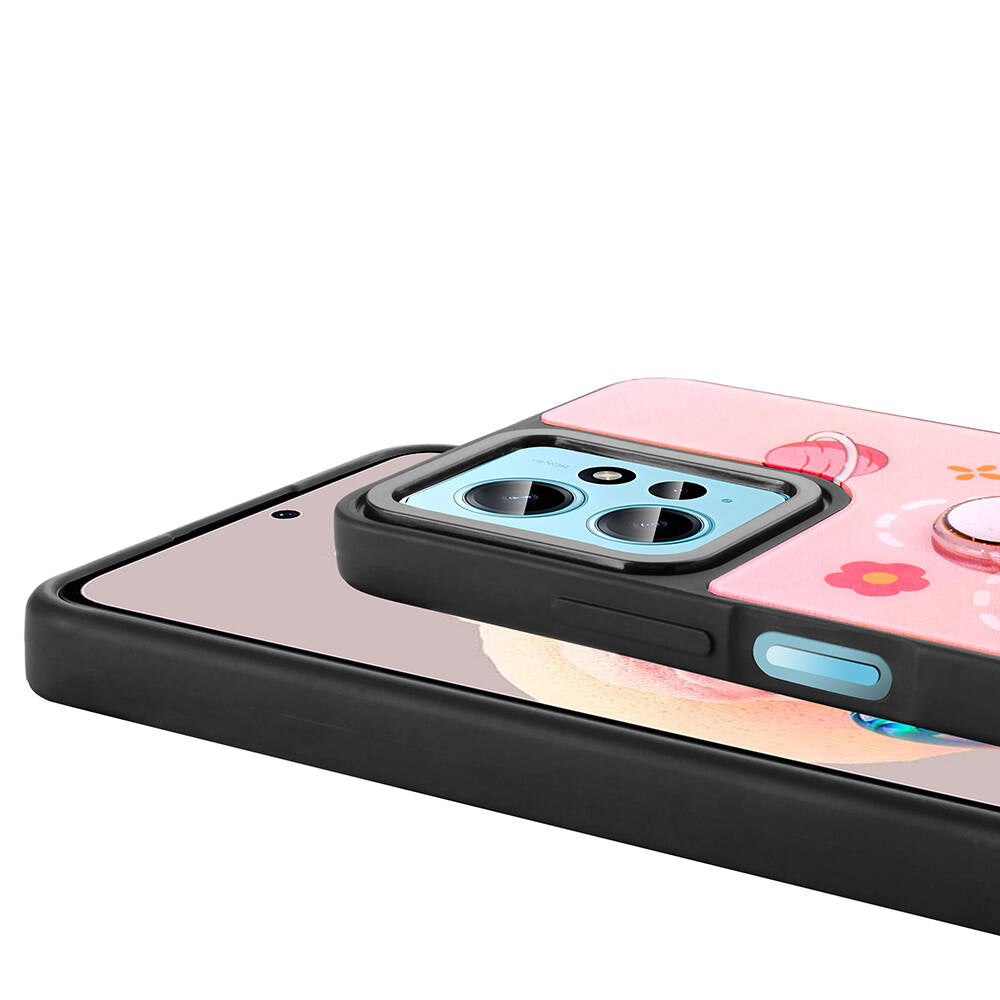 Xiaomi Redmi Note 12 4G Kılıf Parlayan Kabartmalı İkonik Figürlü Zore Amas Silikon Kapak Pembe