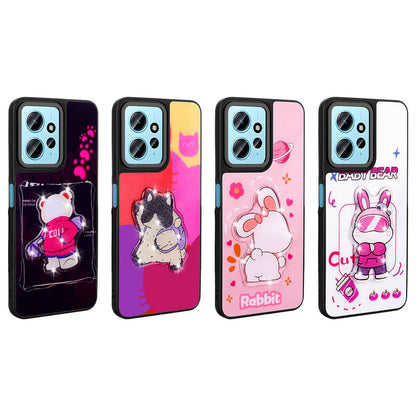 Xiaomi Redmi Note 12 4G Kılıf Parlayan Kabartmalı İkonik Figürlü Zore Amas Silikon Kapak Pembe