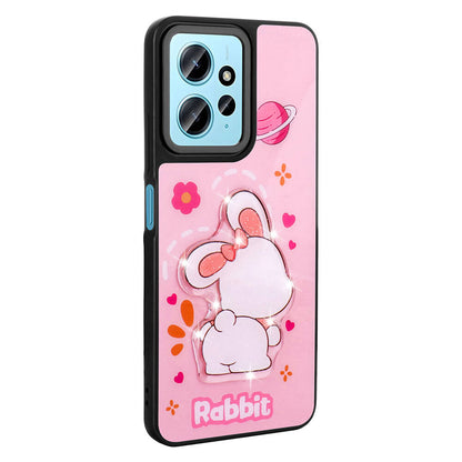 Xiaomi Redmi Note 12 4G Kılıf Parlayan Kabartmalı İkonik Figürlü Zore Amas Silikon Kapak Beyaz