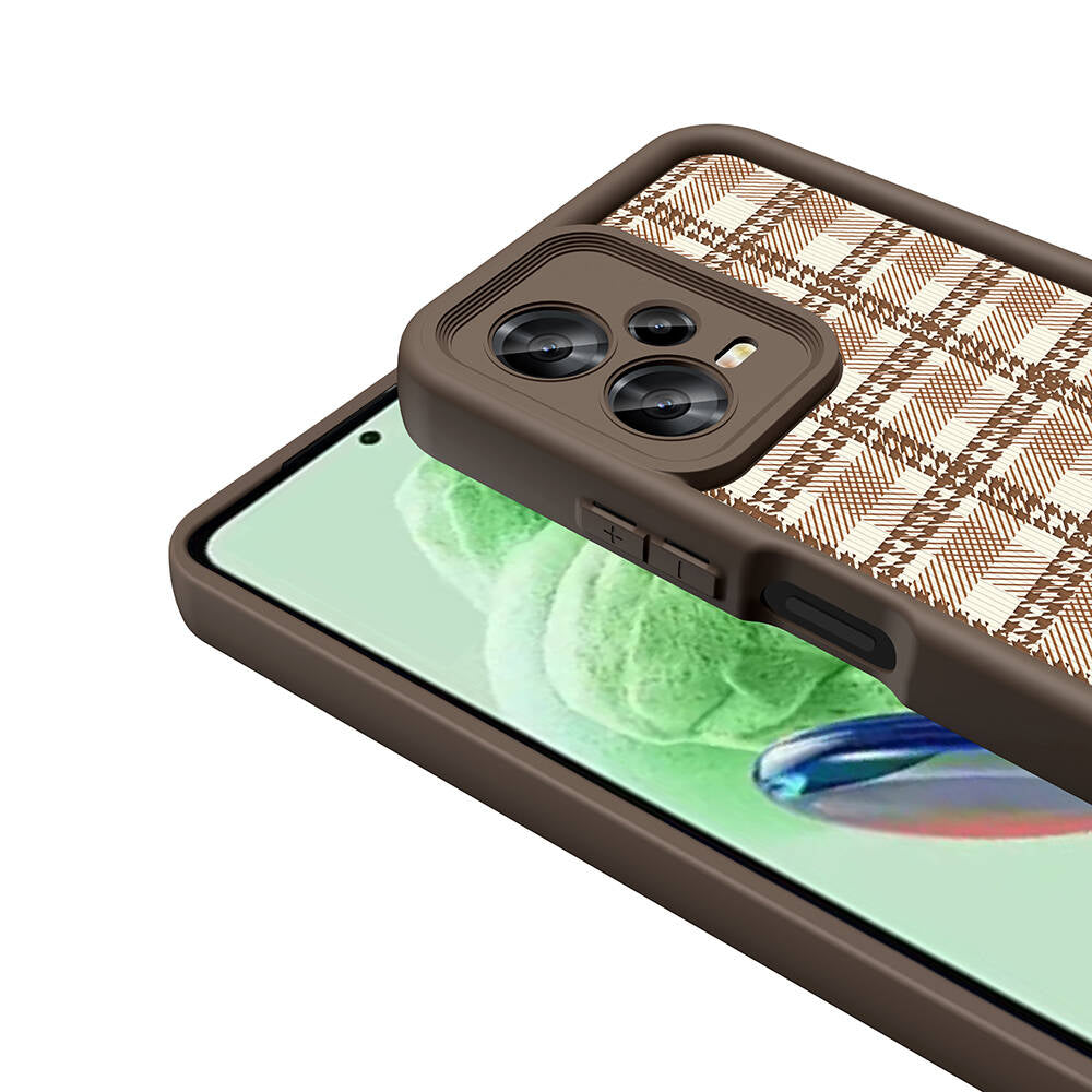 Xiaomi Redmi Note 12 5G Kılıf Kamera Korumalı Baskılı Arka Yüzey Zore Klas Kapak Koyu Kahve