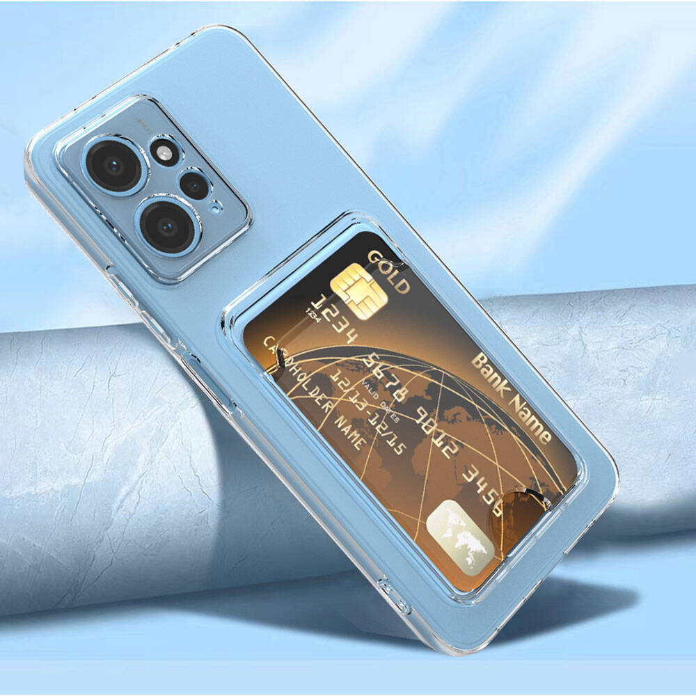 Xiaomi Redmi Note 12 5G Kılıf Kartlıklı Şeffaf Zore Setra Clear Silikon Kapak Renksiz