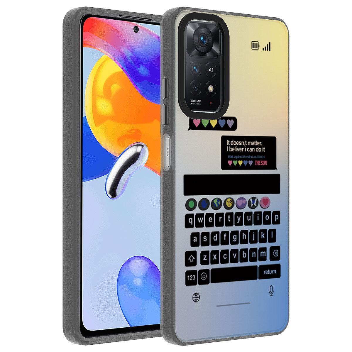 Xiaomi Redmi Note 12 Pro 4G Kılıf Desenli Zore Dragon Sert Kapak Klavye