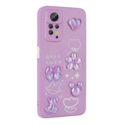 Xiaomi Redmi Note 12 Pro 4G Kılıf Kabartma Figürlü Parlak Zore Toys Silikon Kapak Mor