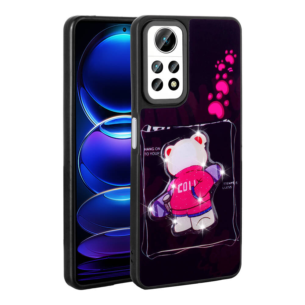Xiaomi Redmi Note 12 Pro 4G Kılıf Parlayan Kabartmalı İkonik Figürlü Zore Amas Silikon Kapak Siyah
