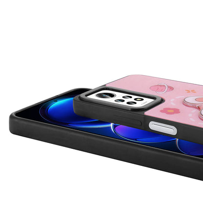 Xiaomi Redmi Note 12 Pro 4G Kılıf Parlayan Kabartmalı İkonik Figürlü Zore Amas Silikon Kapak Pembe