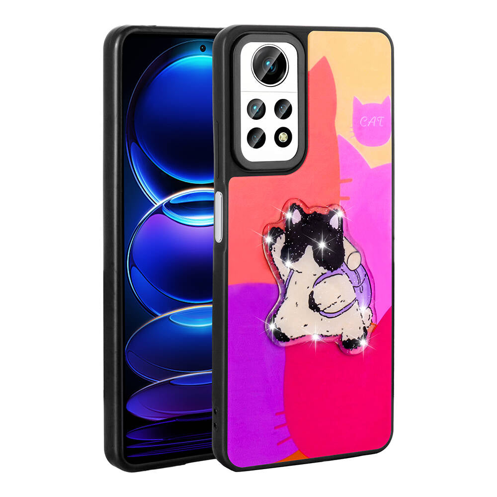 Xiaomi Redmi Note 12 Pro 4G Kılıf Parlayan Kabartmalı İkonik Figürlü Zore Amas Silikon Kapak Mor