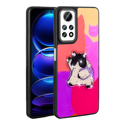 Xiaomi Redmi Note 12 Pro 4G Kılıf Parlayan Kabartmalı İkonik Figürlü Zore Amas Silikon Kapak Siyah