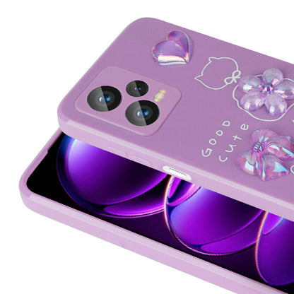 Xiaomi Redmi Note 12 Pro 5G Kılıf Kabartma Figürlü Parlak Zore Toys Silikon Kapak Pembe