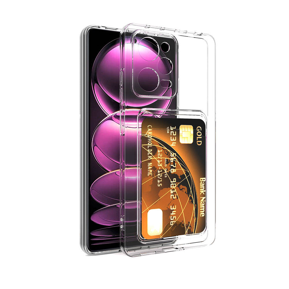 Xiaomi Redmi Note 12 Pro 5G Kılıf Kartlıklı Şeffaf Zore Setra Clear Silikon Kapak Renksiz