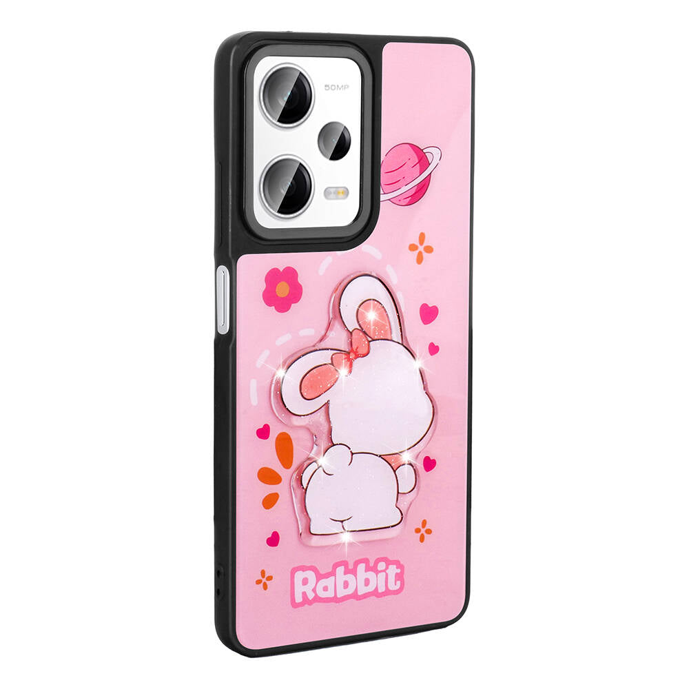 Xiaomi Redmi Note 12 Pro 5G Kılıf Parlayan Kabartmalı İkonik Figürlü Zore Amas Silikon Kapak Mor