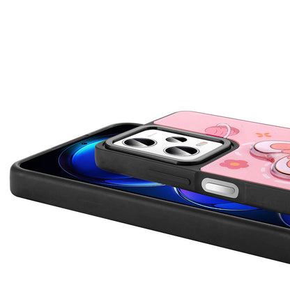 Xiaomi Redmi Note 12 Pro 5G Kılıf Parlayan Kabartmalı İkonik Figürlü Zore Amas Silikon Kapak Pembe