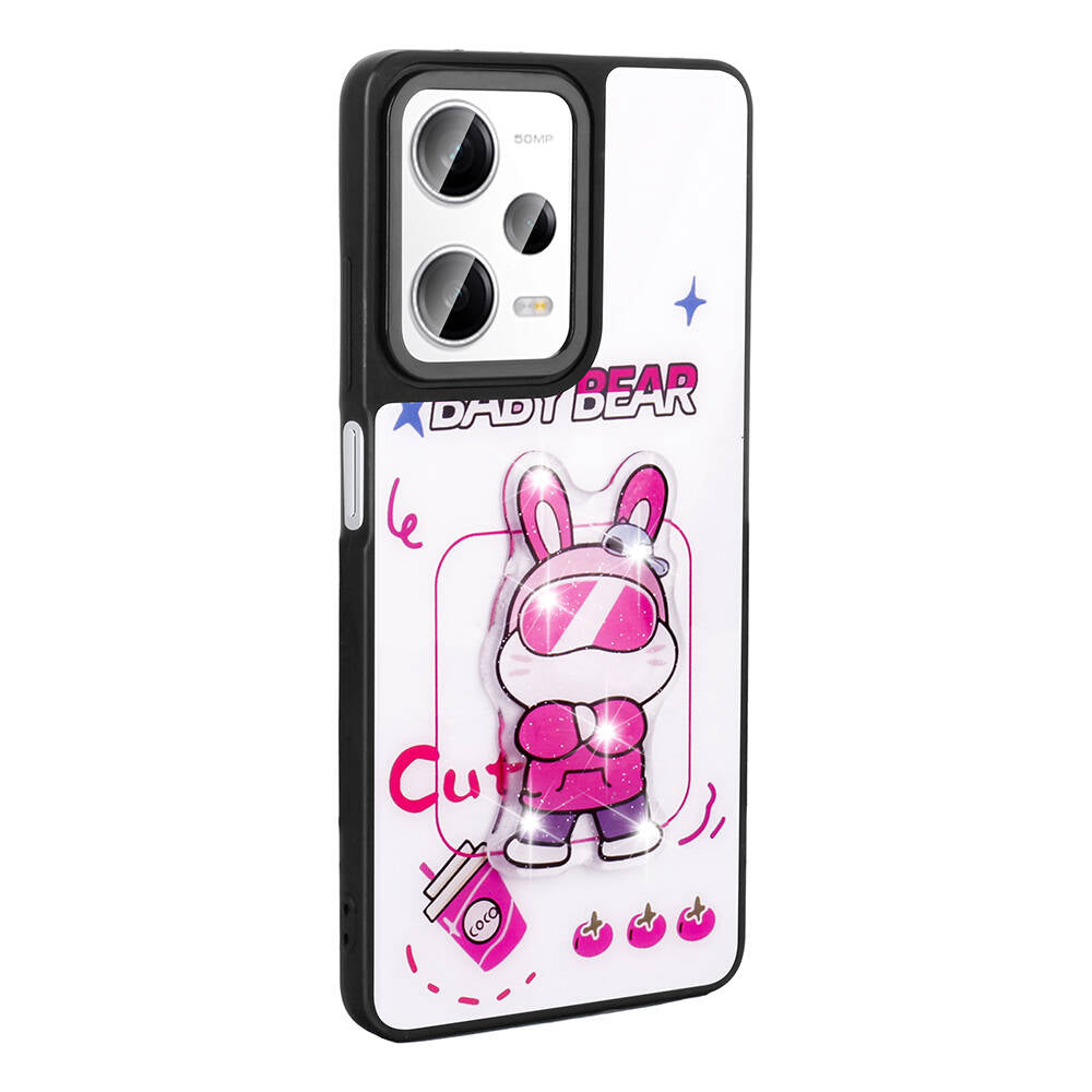 Xiaomi Redmi Note 12 Pro Plus 5G Kılıf Parlayan Kabartmalı İkonik Figürlü Zore Amas Silikon Kapak Beyaz