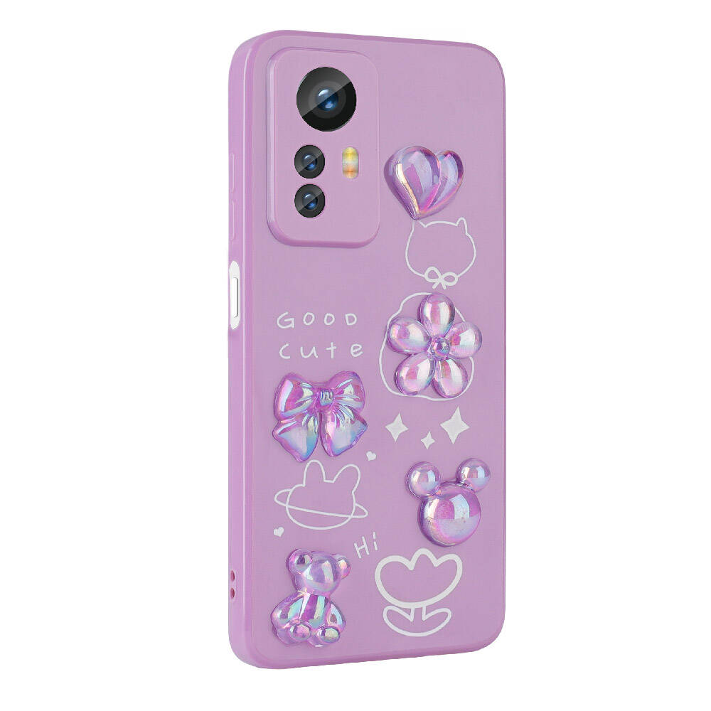 Xiaomi Redmi Note 12S Kılıf Kabartma Figürlü Parlak Zore Toys Silikon Kapak Açık Yeşil