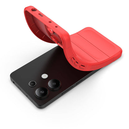 Xiaomi Redmi Note 13 4G Kılıf Esnek TPU Oyuklu Arka Yüzey Tasarımlı Zore Etnik Silikon Kapak Kırmızı