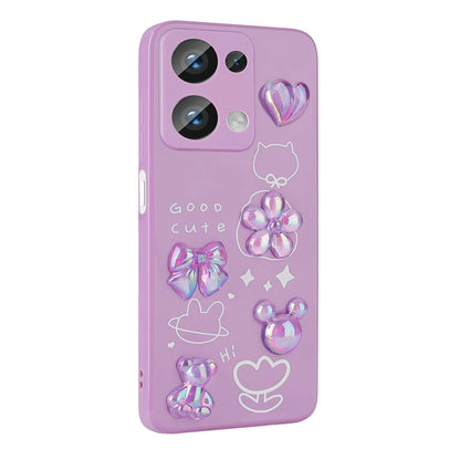 Xiaomi Redmi Note 13 Pro 4G Kılıf Kabartma Figürlü Parlak Zore Toys Silikon Kapak Mor