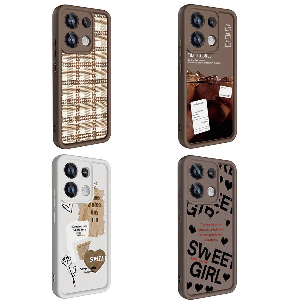 Xiaomi Redmi Note 13 Pro 4G Kılıf Kamera Korumalı Baskılı Arka Yüzey Zore Klas Kapak Beyaz