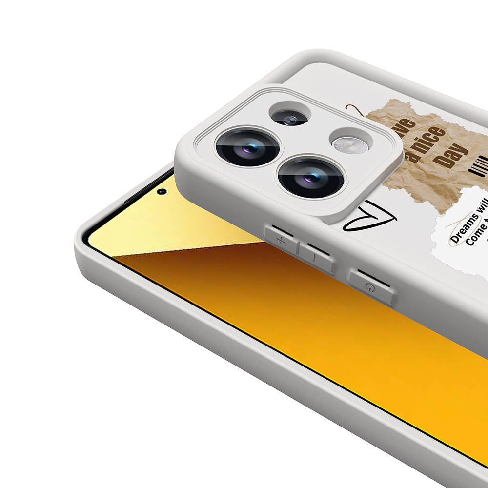 Xiaomi Redmi Note 13 Pro 4G Kılıf Kamera Korumalı Baskılı Arka Yüzey Zore Klas Kapak Açık Kahve