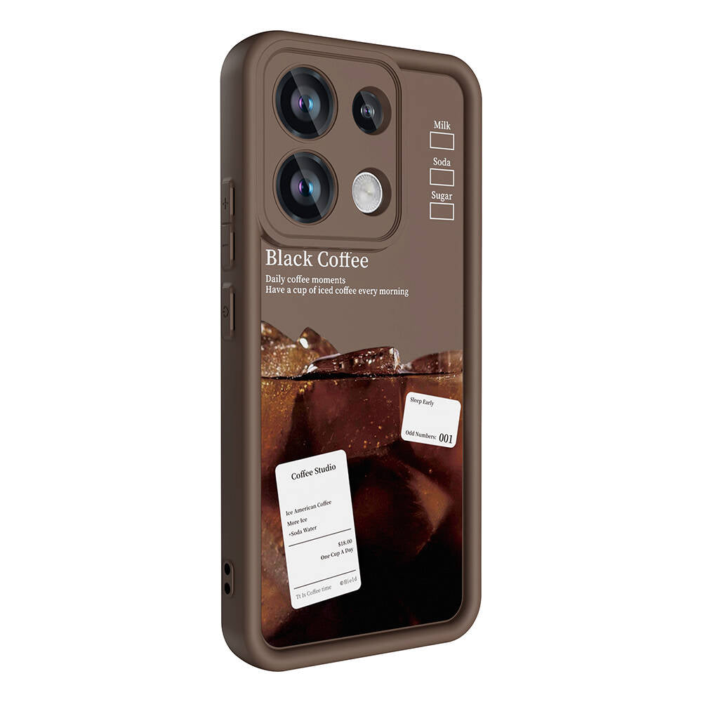 Xiaomi Redmi Note 13 Pro 4G Kılıf Kamera Korumalı Baskılı Arka Yüzey Zore Klas Kapak Koyu Kahve