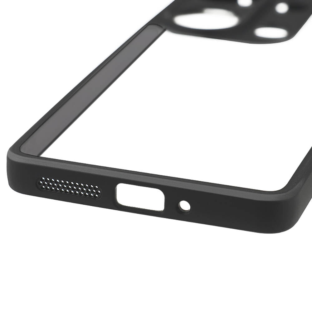 Xiaomi Redmi Note 13 Pro 4G Kılıf Kamera Korumalı Şeffaf Arka Yüzey Zore New Roll Kapak Siyah