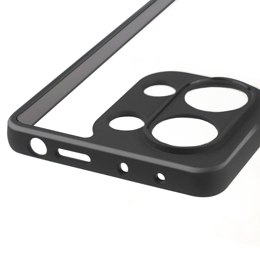 Xiaomi Redmi Note 13 Pro 4G Kılıf Kamera Korumalı Şeffaf Arka Yüzey Zore New Roll Kapak Siyah