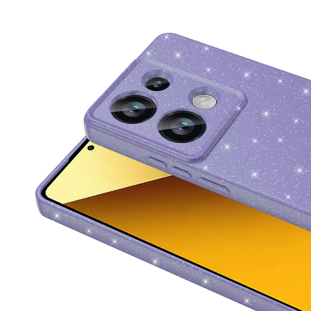 Xiaomi Redmi Note 13 Pro 4G Kılıf Kamera Korumalı Simli Lüks Zore Koton Kapak Lila