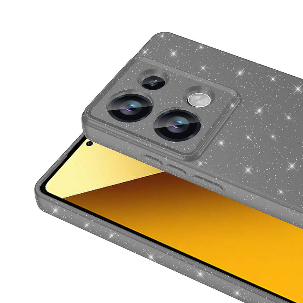 Xiaomi Redmi Note 13 Pro 4G Kılıf Kamera Korumalı Simli Lüks Zore Koton Kapak Lila