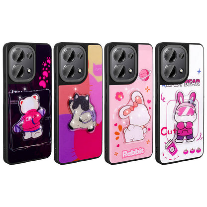 Xiaomi Redmi Note 13 Pro 4G Kılıf Parlayan Kabartmalı İkonik Figürlü Zore Amas Silikon Kapak Siyah