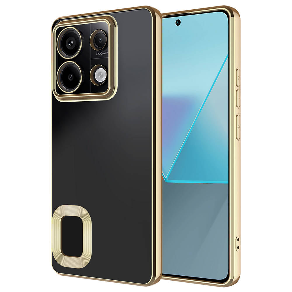 Xiaomi Redmi Note 13 Pro 5G Kılıf Kamera Korumalı Logo Gösteren Zore Omega Kapak Gold