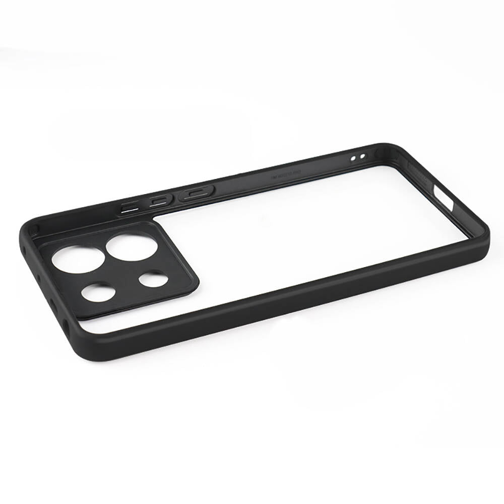 Xiaomi Redmi Note 13 Pro 5G Kılıf Kamera Korumalı Şeffaf Arka Yüzey Zore New Roll Kapak Siyah