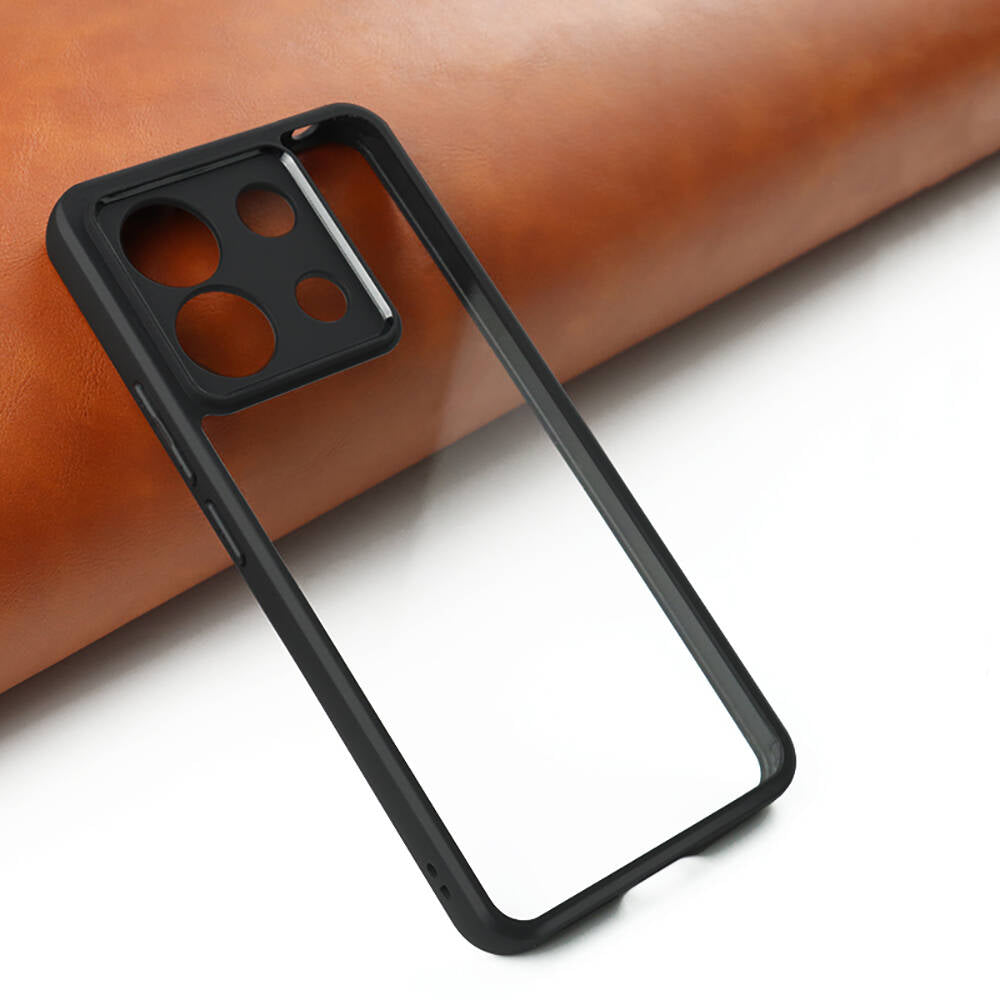 Xiaomi Redmi Note 13 Pro 5G Kılıf Kamera Korumalı Şeffaf Arka Yüzey Zore New Roll Kapak Siyah