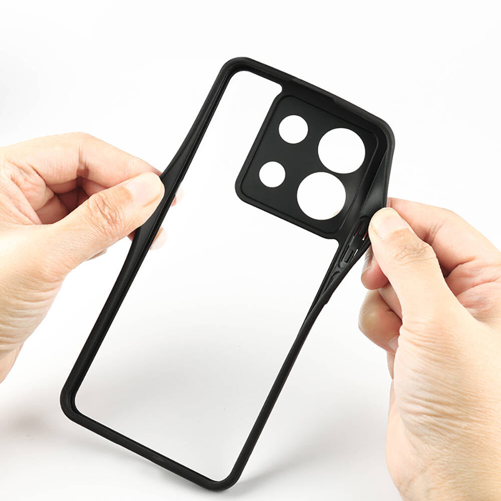 Xiaomi Redmi Note 13 Pro 5G Kılıf Kamera Korumalı Şeffaf Arka Yüzey Zore New Roll Kapak Siyah
