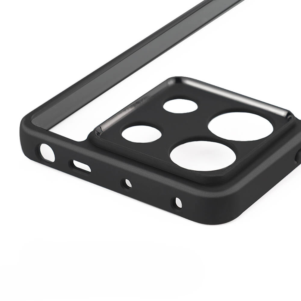 Xiaomi Redmi Note 13 Pro 5G Kılıf Kamera Korumalı Şeffaf Arka Yüzey Zore New Roll Kapak Siyah