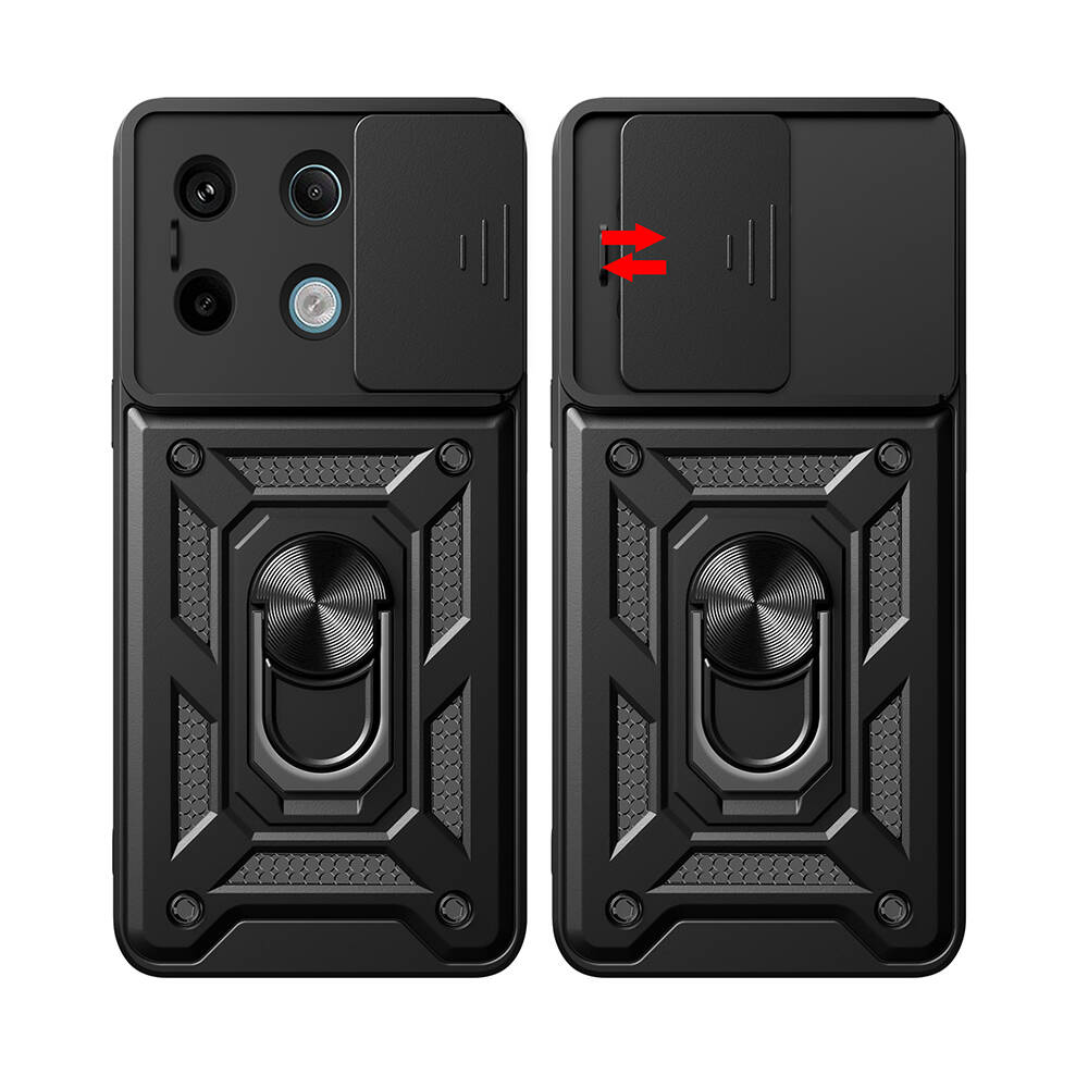 Xiaomi Redmi Note 13 Pro 5G Kılıf Magnetik Standlı Kamera Korumalı Zore Sürgülü Vega Kapak Mavi