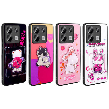 Xiaomi Redmi Note 13 Pro 5G Kılıf Parlayan Kabartmalı İkonik Figürlü Zore Amas Silikon Kapak Siyah